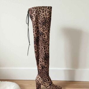 ANTONIO MELANI Leopard Print Over-the-Knee Boots